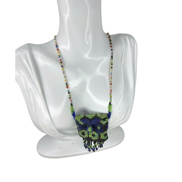 handcrafted multibeaded mini boho bag necklace - Picture 5 of 11